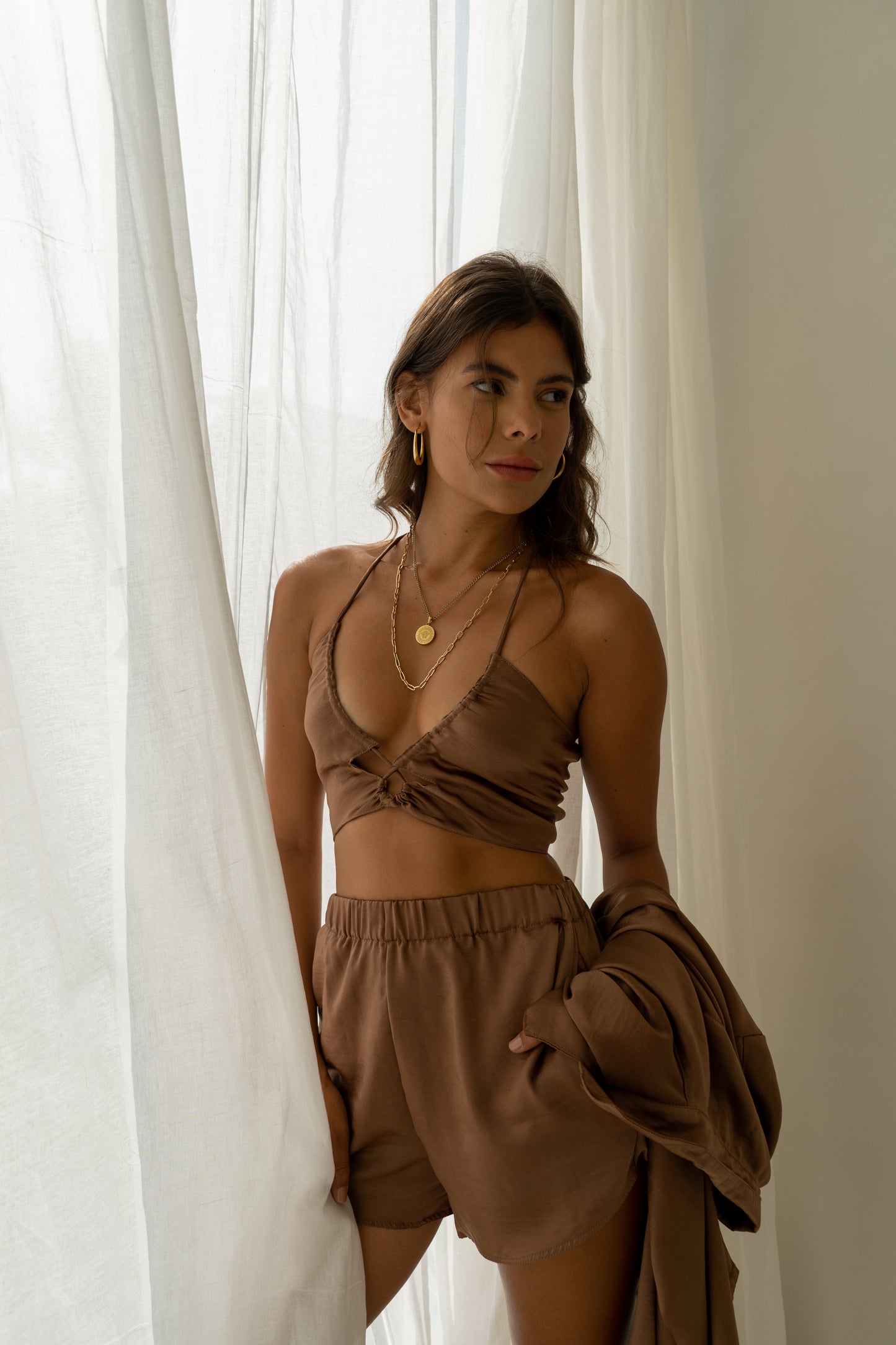 Inana cropped silky shorts