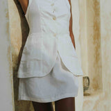 Roma Mini Skirt White Linen Edition